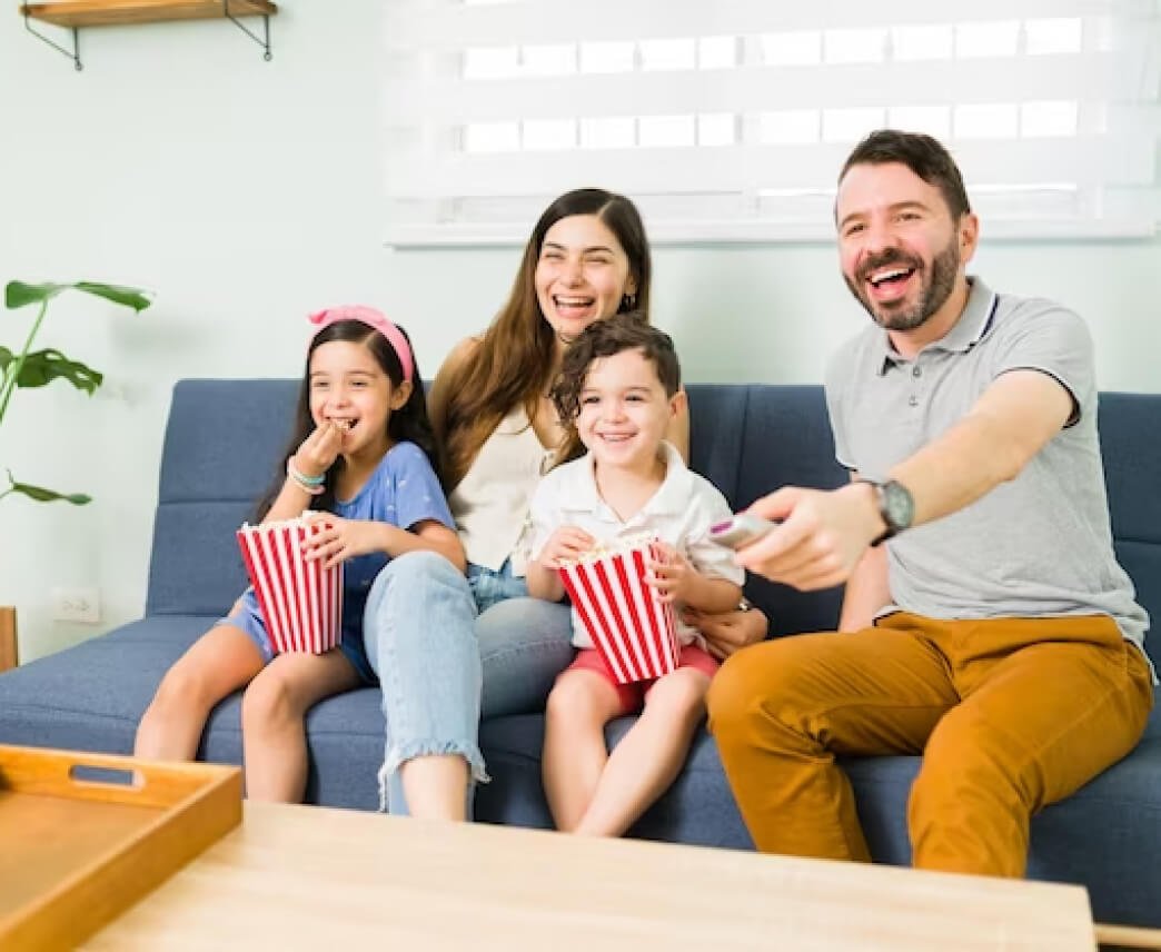 Family watching IPTV canada